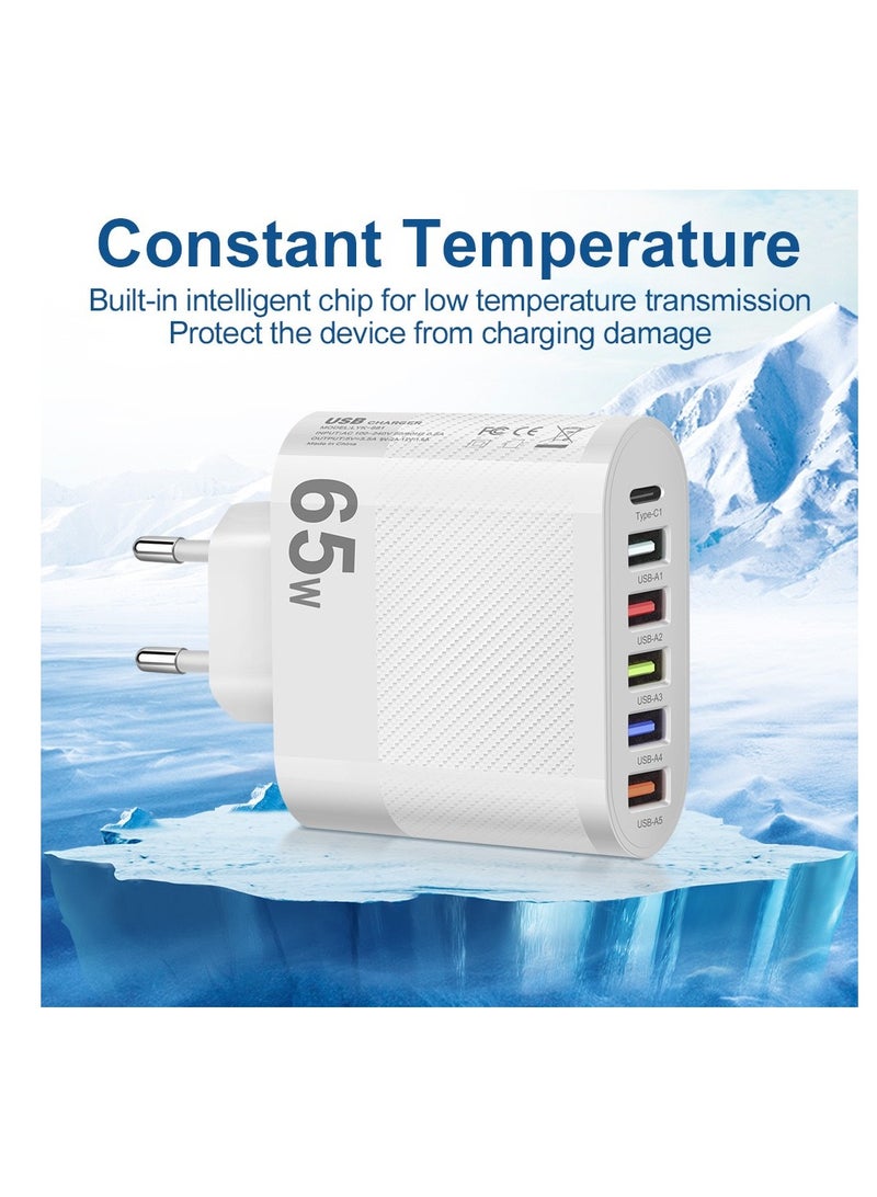 عام شاحن سفر للهاتف المحمول 65 وات 5 منافذ USB من النوع C - Image 5