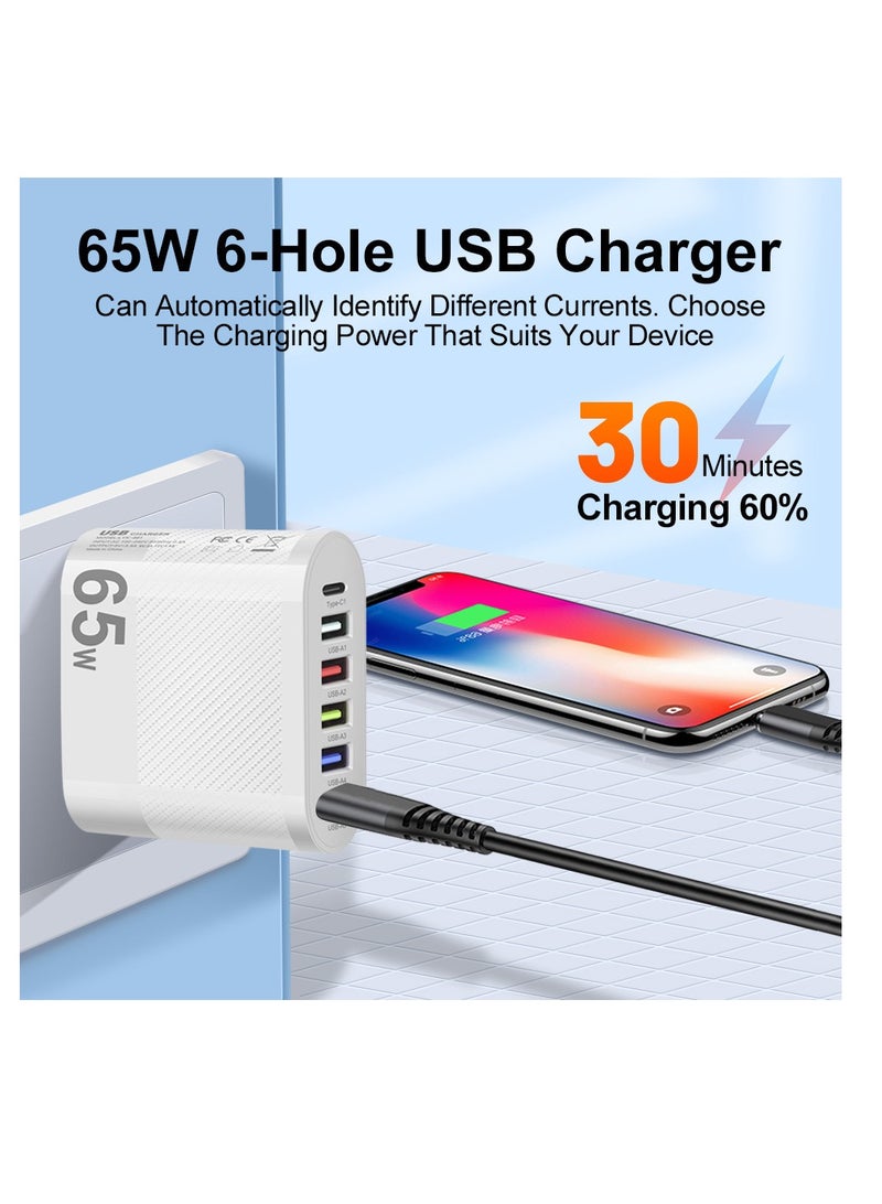 عام شاحن سفر للهاتف المحمول 65 وات 5 منافذ USB من النوع C - Image 4