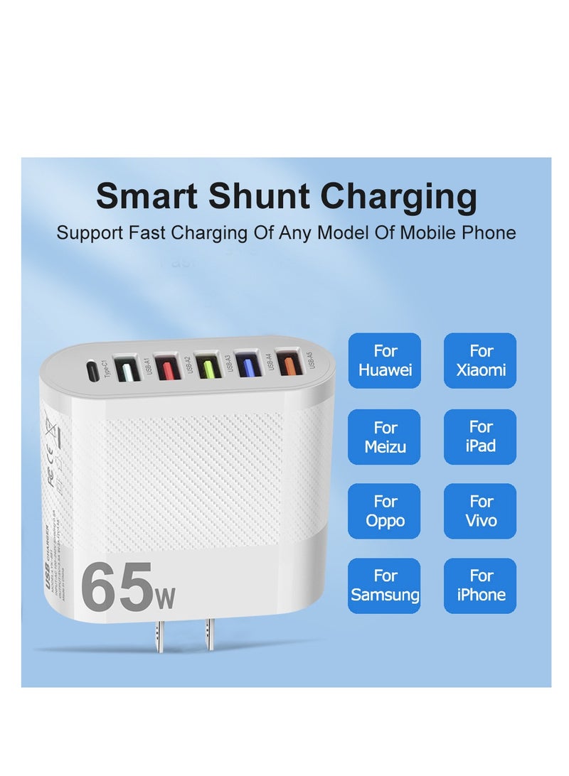 عام شاحن سفر للهاتف المحمول 65 وات 5 منافذ USB من النوع C - Image 3