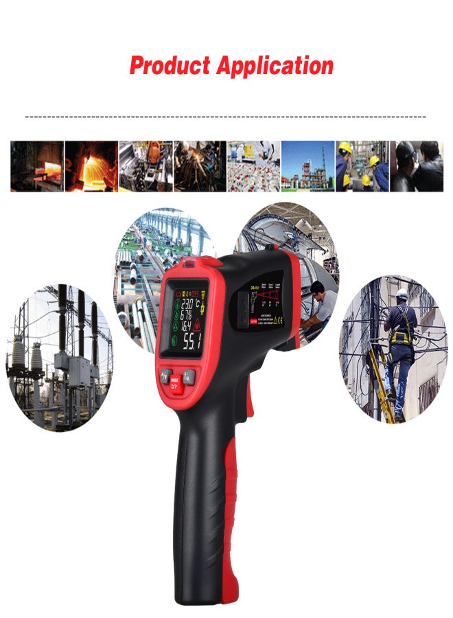 wintact-50℃～1050℃ Infrared Thermometer Professional Industrial Thermometer Multi-Purpose Instrument with Ambient Temperature Humidity Dew Point Detector Handheld IR Thermometer with Type K - Image 4
