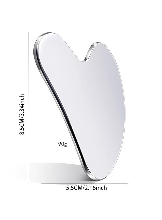 بوبي لوح كشط من الفولاذ المقاوم للصدأ، لوح كشط معدني، أداة كشط للوجه من الفولاذ المقاوم للصدأ، التخلص من الانتفاخات، تدليك البشرة المشدودة، وجه مشدود، جهاز تدليك الجسم والعين والرقبة - Image 5