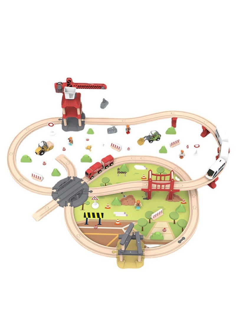 Arabest لعبة بازل قطار كهربائي عالي السرعة، ألعاب أطفال، مسار خشبي - Image 1