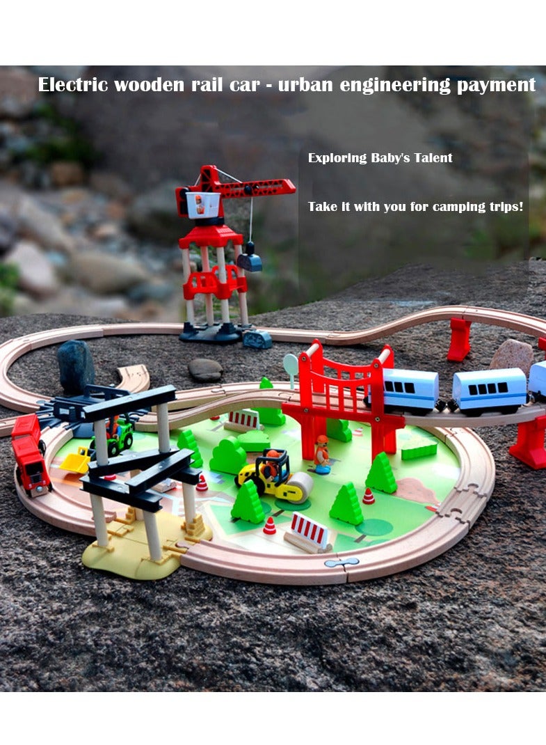 Arabest لعبة بازل قطار كهربائي عالي السرعة، ألعاب أطفال، مسار خشبي - Image 2