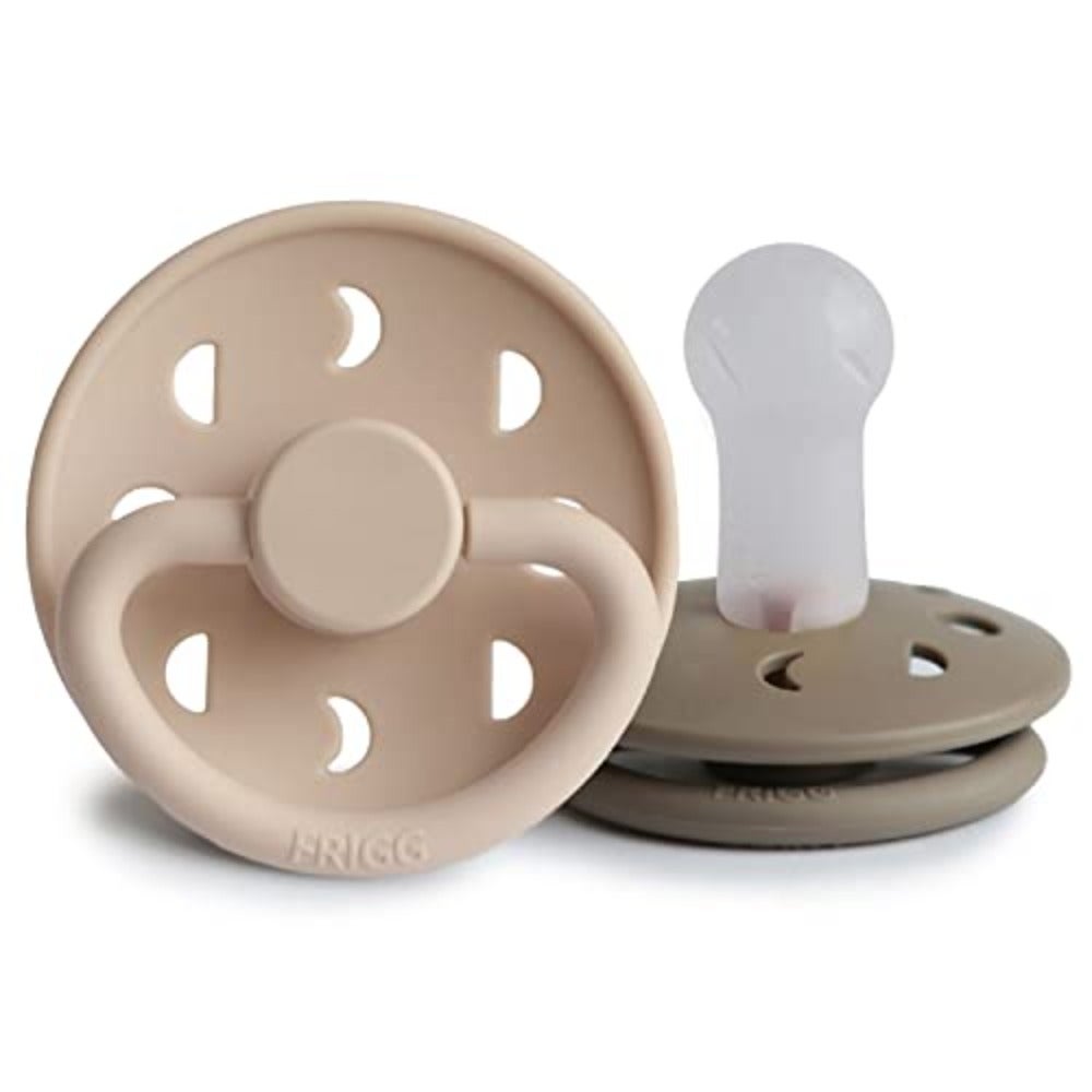 Moon Phase Silicone Baby Pacifier for 6-18 Month Babies, 2-Pack, Size 2, Croissant/Portobello