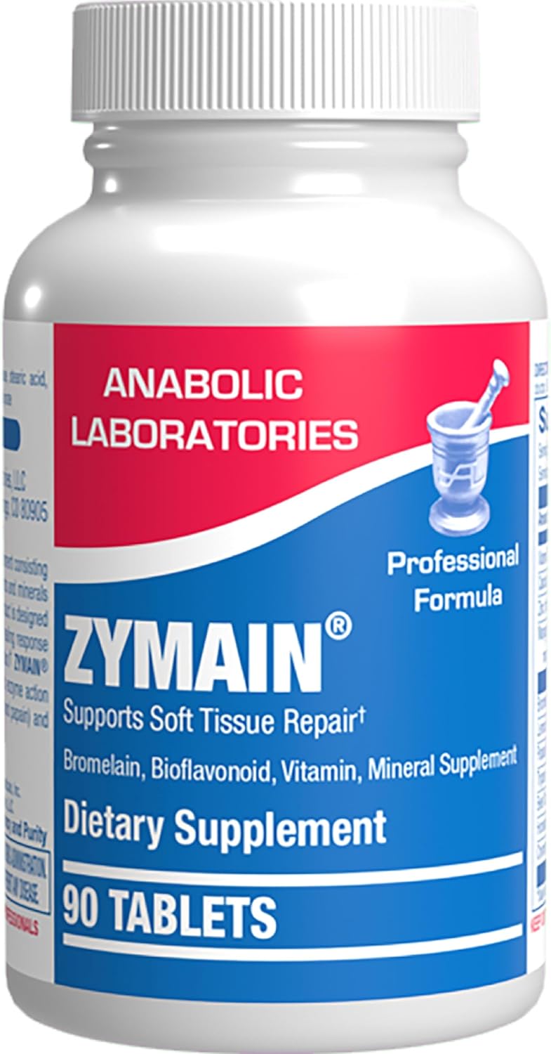 Anabolic Laboratories Zymain Dietary Supplement - Supports Soft Tissue Repair with Bromelain, Bioflavonoids, Vitamins, and Minerals - 90 Tablets - Image 1