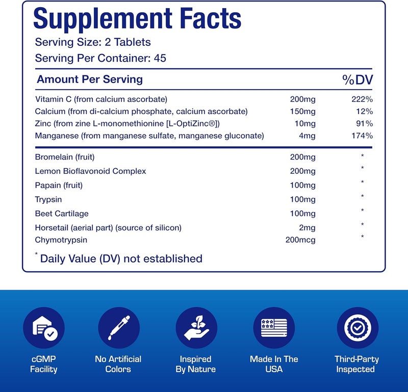 Anabolic Laboratories Zymain Dietary Supplement - Supports Soft Tissue Repair with Bromelain, Bioflavonoids, Vitamins, and Minerals - 90 Tablets - Image 2