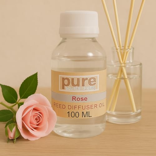 Pure Source India Aroma Reed Diffuser Refill Rose 100ML.and 8 Pcs Reed Sticks Coming Free with It - Image 1