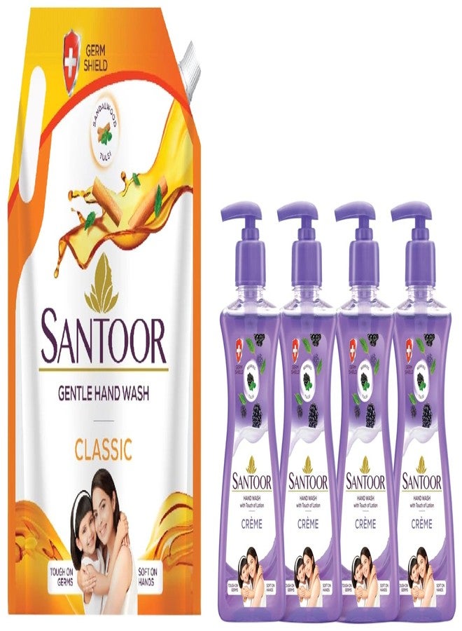 Santoor Crème Handwash, 200ml & Santoor Classic Handwash, 1500ml - Image 1