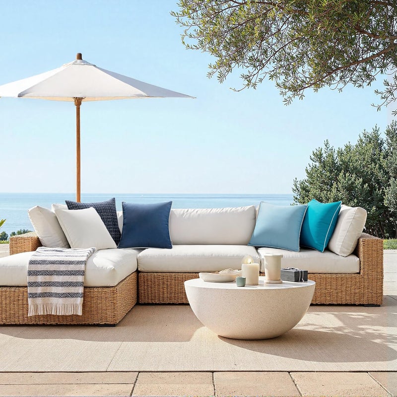 MIULEE Pack of 2 Outdoor Waterproof Pillow Covers Decorative Farmhouse Throw Pillow Covers Square Solid Color Couch Cushions Spring for Patio Tent Bed Sofa Living Room 18x18 Inch Teal Blue - Image 5