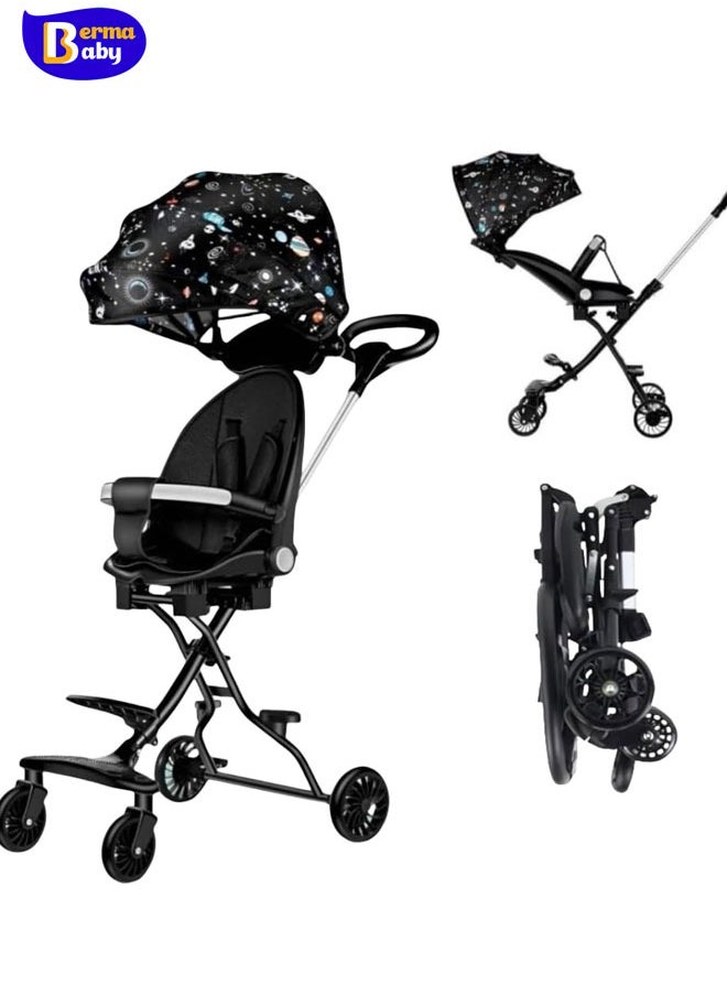 Berma Baby - Convertible Baby Stroller, Portable Two-Way Stroller Foldable Travel Pram with Adjustable Canopy, 360 Universal Wheel Travel Buggy Lie-Flat Baby Prams with Reversible Handle Adjustable Seat (Style 3) - Image 1
