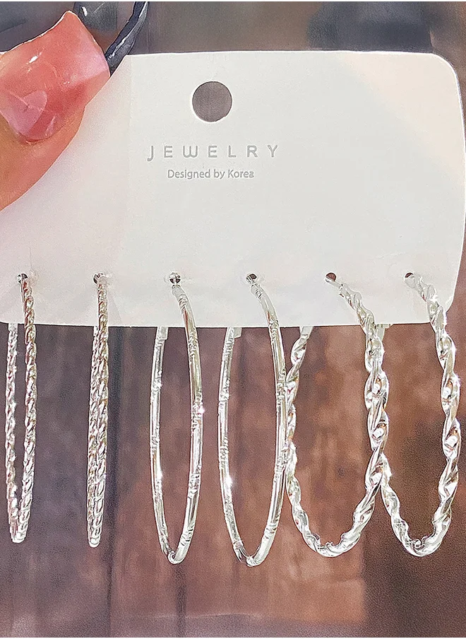 Take Two Set of 3 - Textured Hoop Earrings