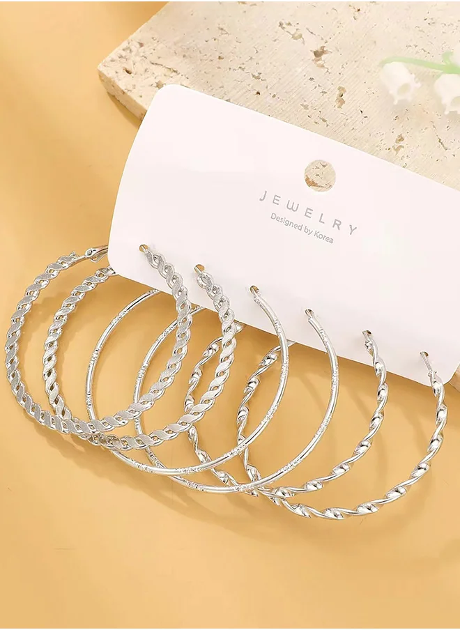 Take Two Set of 3 - Textured Hoop Earrings