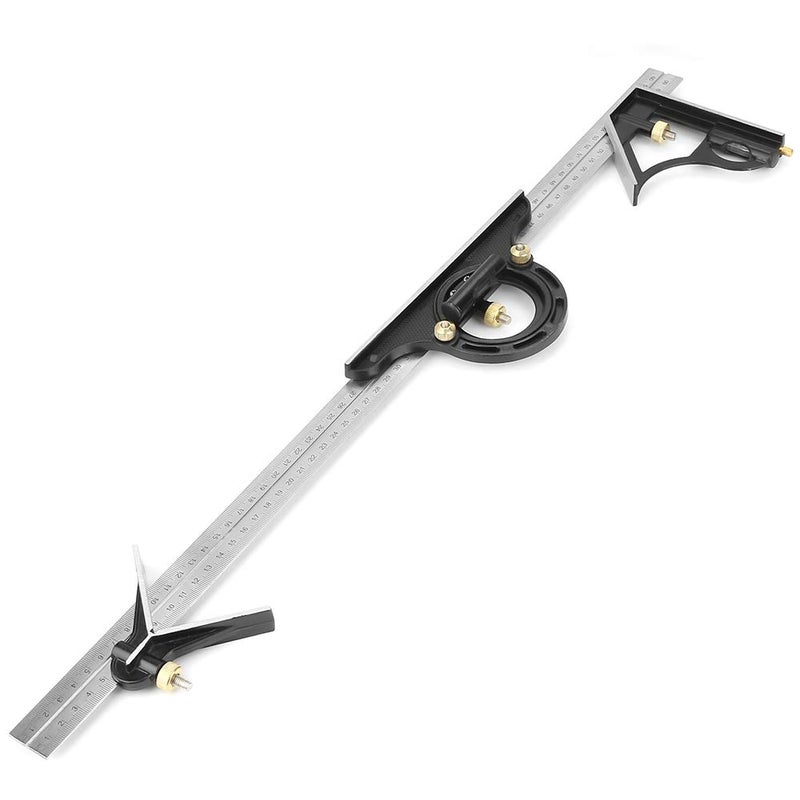 klarako 600mm Combination Angle Ruler, Stainless Steel Portable Engineer Ruler Combination Square, Adjustable Right Angle Ruler Measurement Tools with Engraving Numbers Calibration for Engineer Carpenter - Image 1