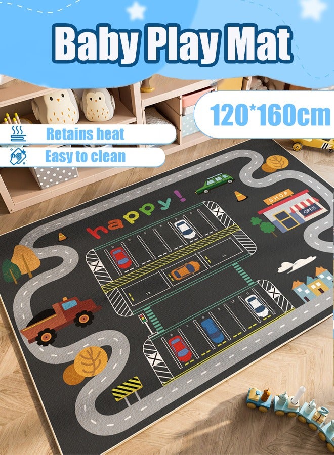Large Kids Carpet Playmat Rug 120 x 160cm City Map Playmat with Non-Slip Backing, City Life Play Mat for Playing with Car Toy, Game Area for Baby Toddler Kid Child Educational Learn Road Traffic in Bedroom, Classroom Road Traffic Carpet for Boys Girls Playing Cars Toys  - Image 1