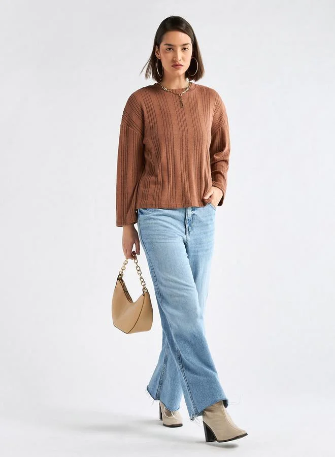 Splash FAV Ribbed High Neck Sweater with Long Sleeves