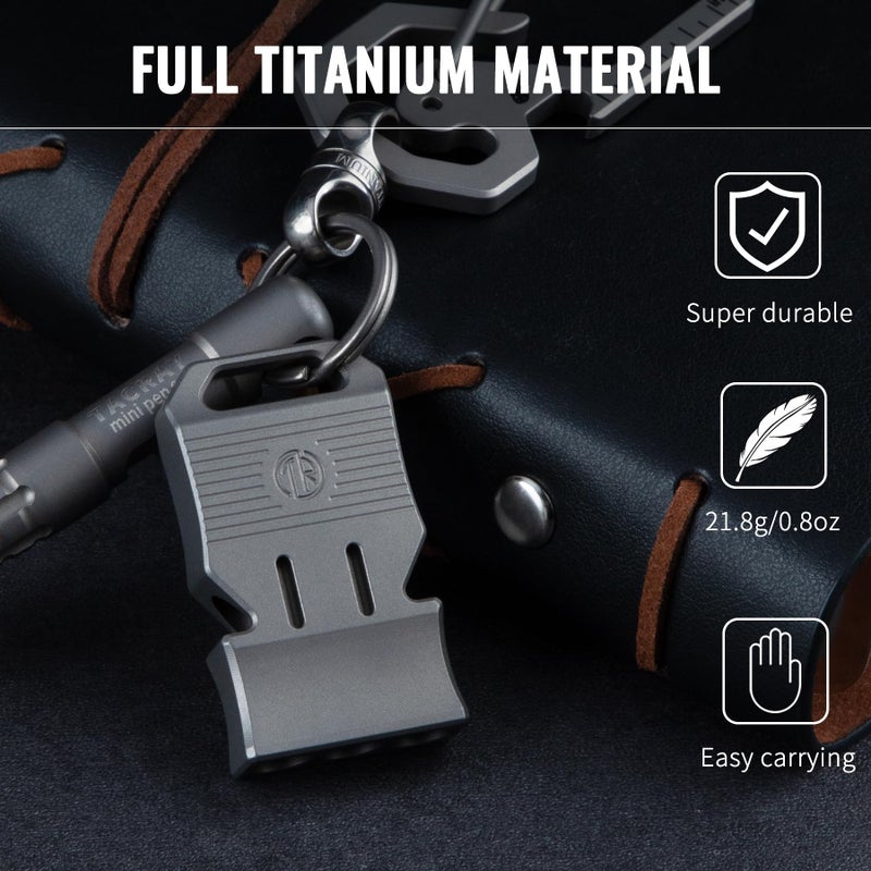 TACRAY Titanium Emergency Survival Whistle â€“ Square Triple-Tube Design, Ultra-Loud 120+dB, Waterproof & Durable, EDC Safety Whistle for Camping, Hiking, Outdoor & Rescueï¼ˆGrayï¼‰ - Image 2