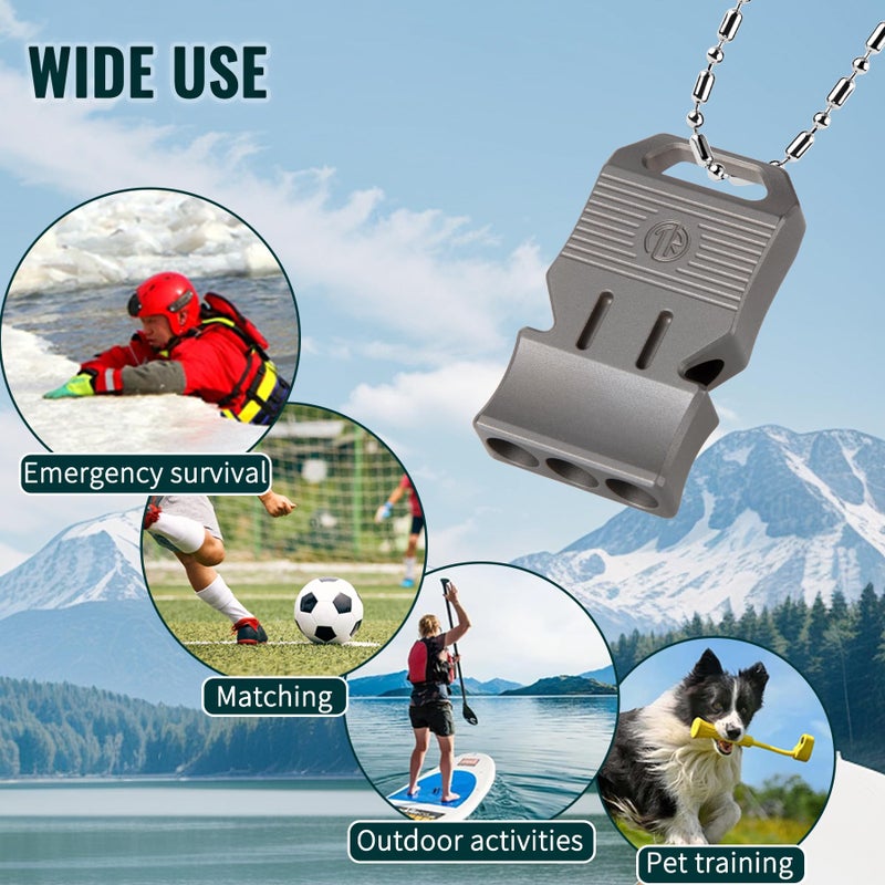 TACRAY Titanium Emergency Survival Whistle â€“ Square Triple-Tube Design, Ultra-Loud 120+dB, Waterproof & Durable, EDC Safety Whistle for Camping, Hiking, Outdoor & Rescueï¼ˆGrayï¼‰ - Image 5