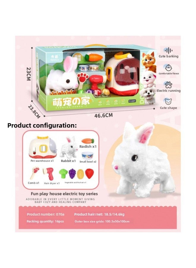 Play House Electric Walking Sound Plush Rabbit Cat Dog Parent-child Interaction Portable Pet Basket Toy Boxed-Color:070a, 16 Boxes In 1 Box  - Image 1