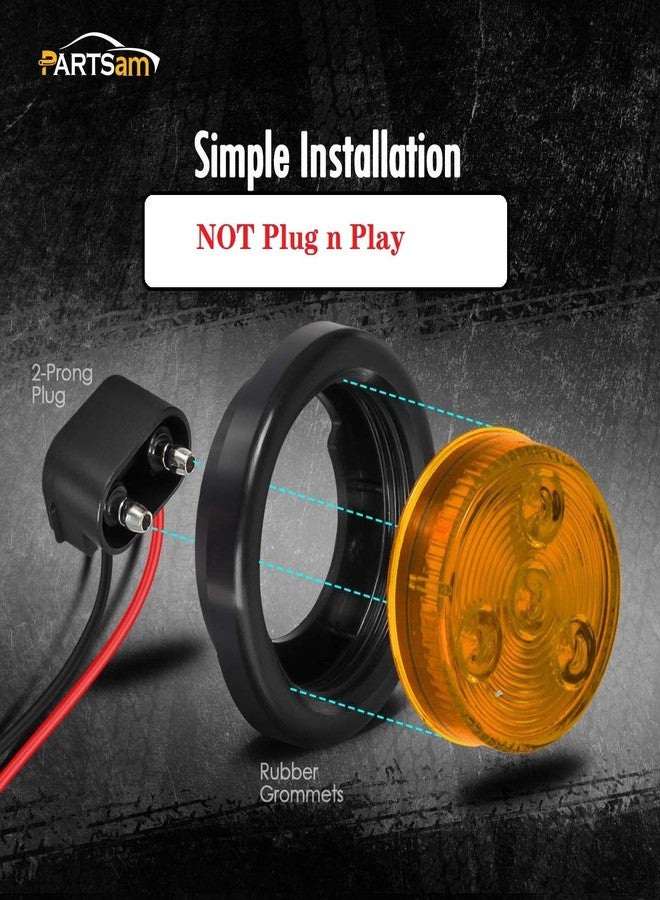 Partsam 10Pack(5 Amber + 5 Red) 2" Led Round Side Marker Light Grommet Flush Mount 4LED, Sealed 2 Round led Marker Lights Truck Trailer with Reflex Lens, IP67 Waterproof - Image 4