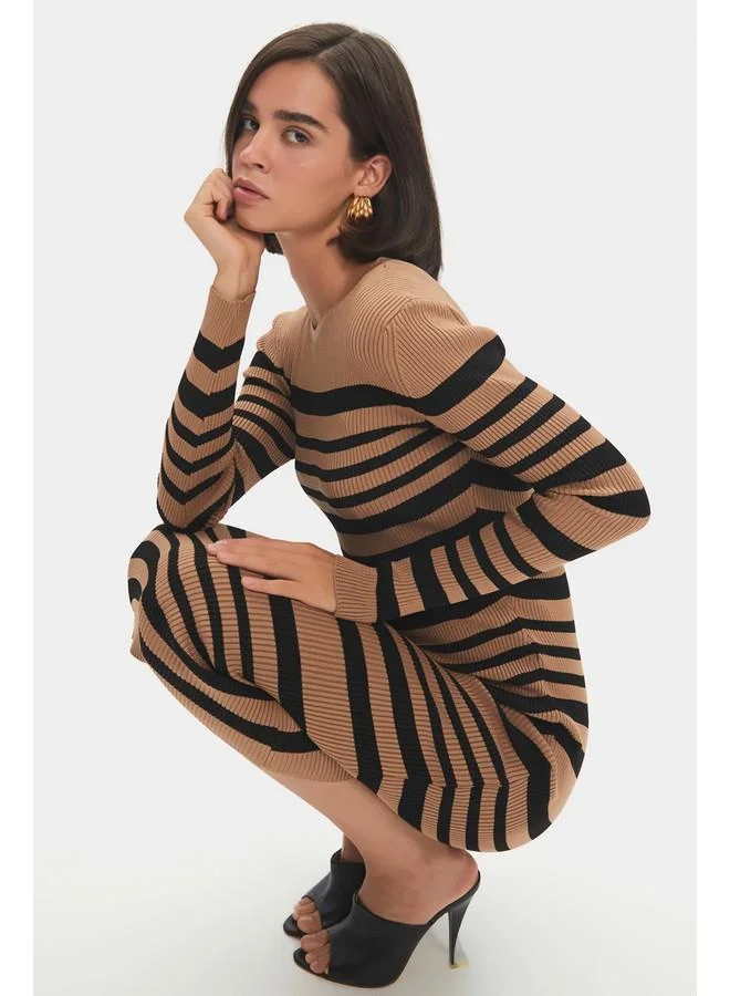 JUNE Striped Knit Dress