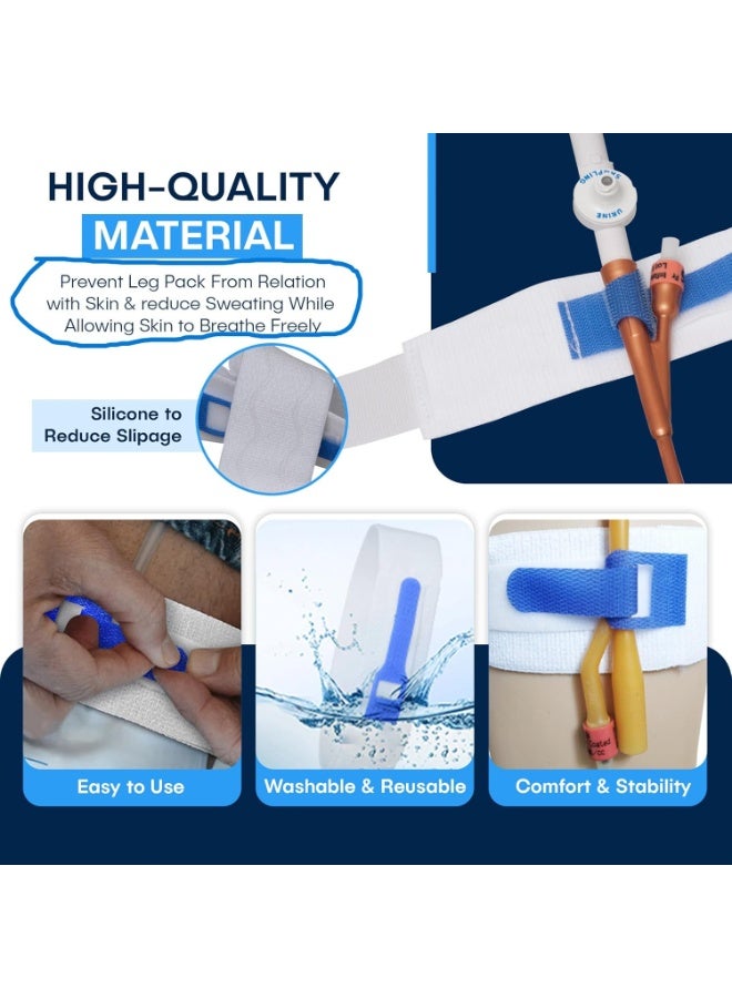 3 Pack Foley Catheter Leg Strap, with silicone to reduce slipping, Urinary Catheter Holder 23" long x 2" wide - Image 4