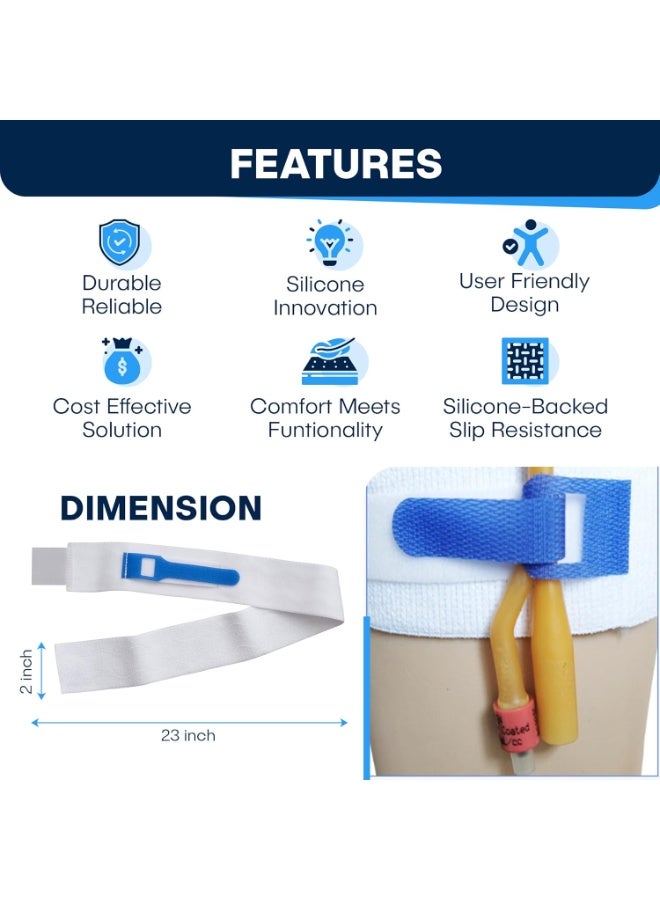 3 Pack Foley Catheter Leg Strap, with silicone to reduce slipping, Urinary Catheter Holder 23" long x 2" wide - Image 5