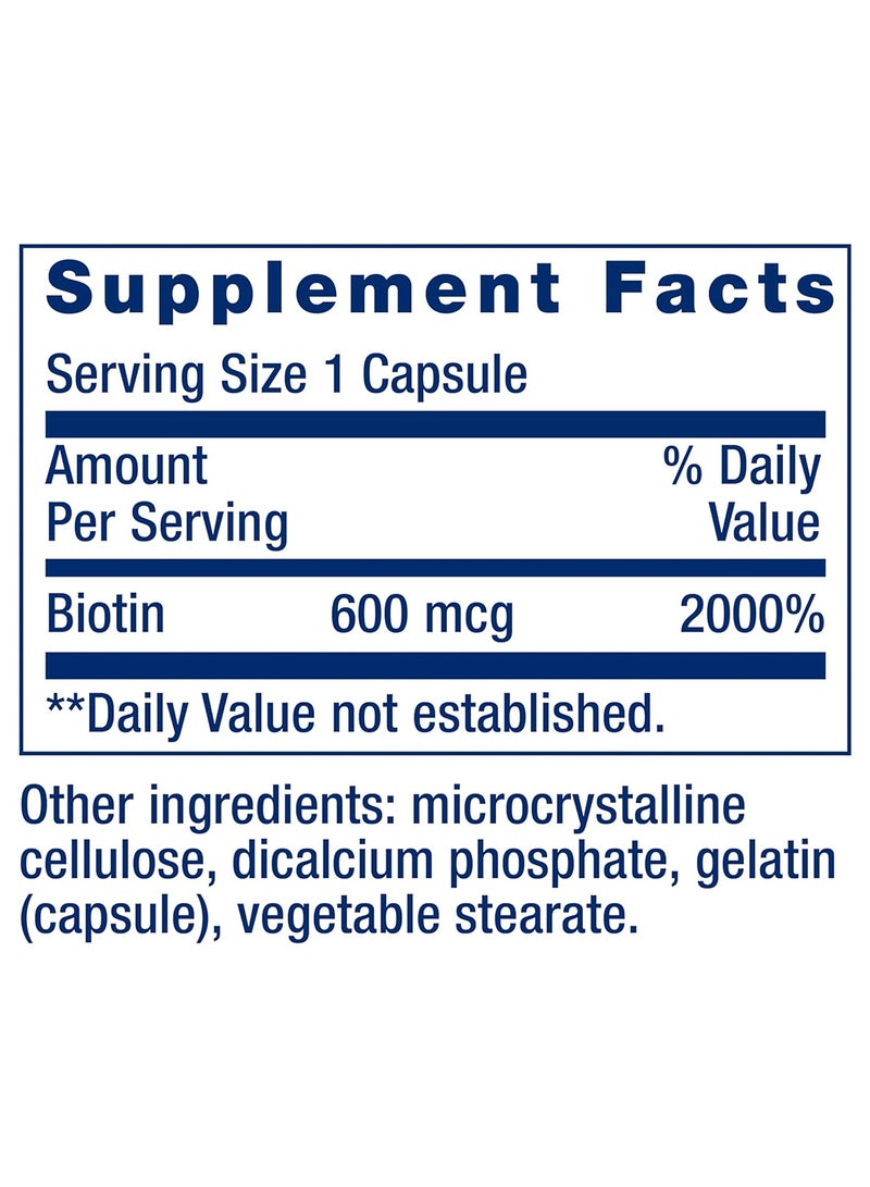 Life Extension Biotin Essential Nutrient For Healthy Hair And Nails - 600 Mg Caps 100'S - Image 3