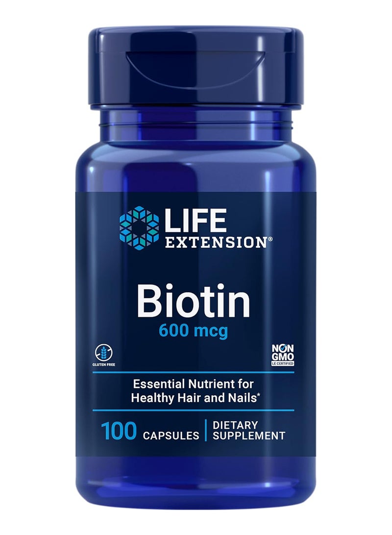 Life Extension Biotin Essential Nutrient For Healthy Hair And Nails - 600 Mg Caps 100'S - Image 1