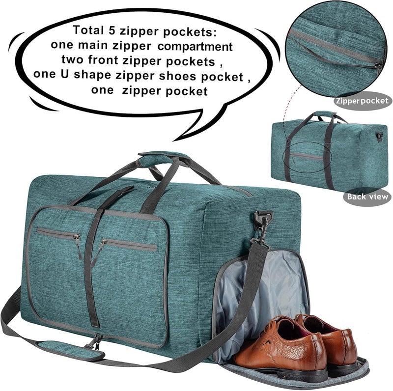 Vomgomfom Travel Duffle Bag for Men, 65L Foldable Travel Duffel Bag with Shoes Compartment Overnight Bag for Men Women Waterproof & Tear Resistant - Image 4