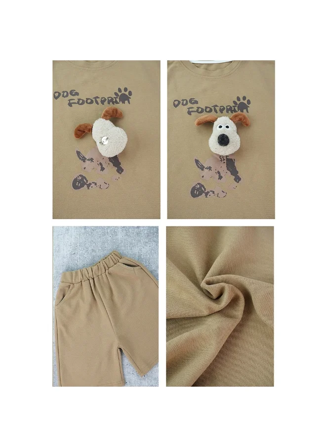 صندوق المفاجآت الصغيرة Brown Doggy Paw 2pcs Shorts set for Toddlers and Kids.