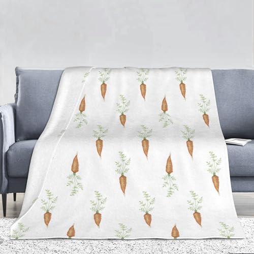 JOOCAR Easter Throw Blanket Soft Warm Cozy Fleece Flannel Throw Blanket Funny Food Cartoon Carrot Lightweight Blanket for Sofa Bed Couch Spring Decor Easter Gift 50" x 60" - Image 2