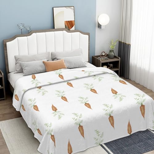 JOOCAR Easter Throw Blanket Soft Warm Cozy Fleece Flannel Throw Blanket Funny Food Cartoon Carrot Lightweight Blanket for Sofa Bed Couch Spring Decor Easter Gift 50" x 60" - Image 4