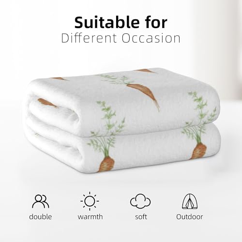 JOOCAR Easter Throw Blanket Soft Warm Cozy Fleece Flannel Throw Blanket Funny Food Cartoon Carrot Lightweight Blanket for Sofa Bed Couch Spring Decor Easter Gift 50" x 60" - Image 5