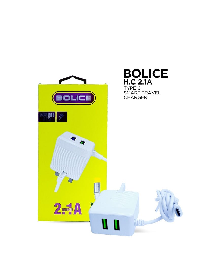 BOLICE - GENERIC BOLICE H.C 2.1A TYPE C USB SMART TRAVEL CHARGER - Image 1