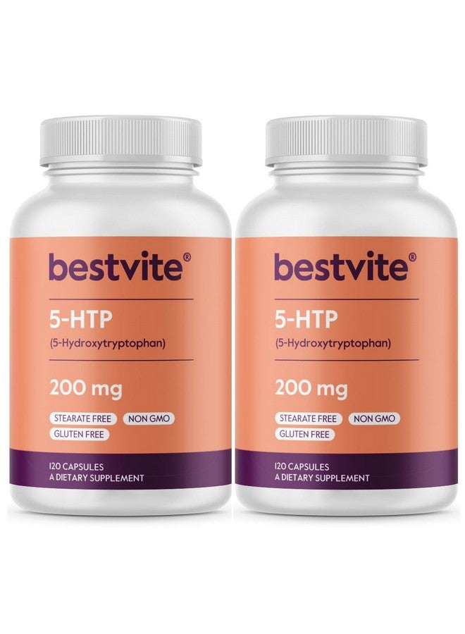 BESTVITE BESTVITE 5-HTP 200mg per Capsule (240 Capsules) (120 x 2) - No Stearates or Flow Agents - Gluten Free - Non GMO - Image 1