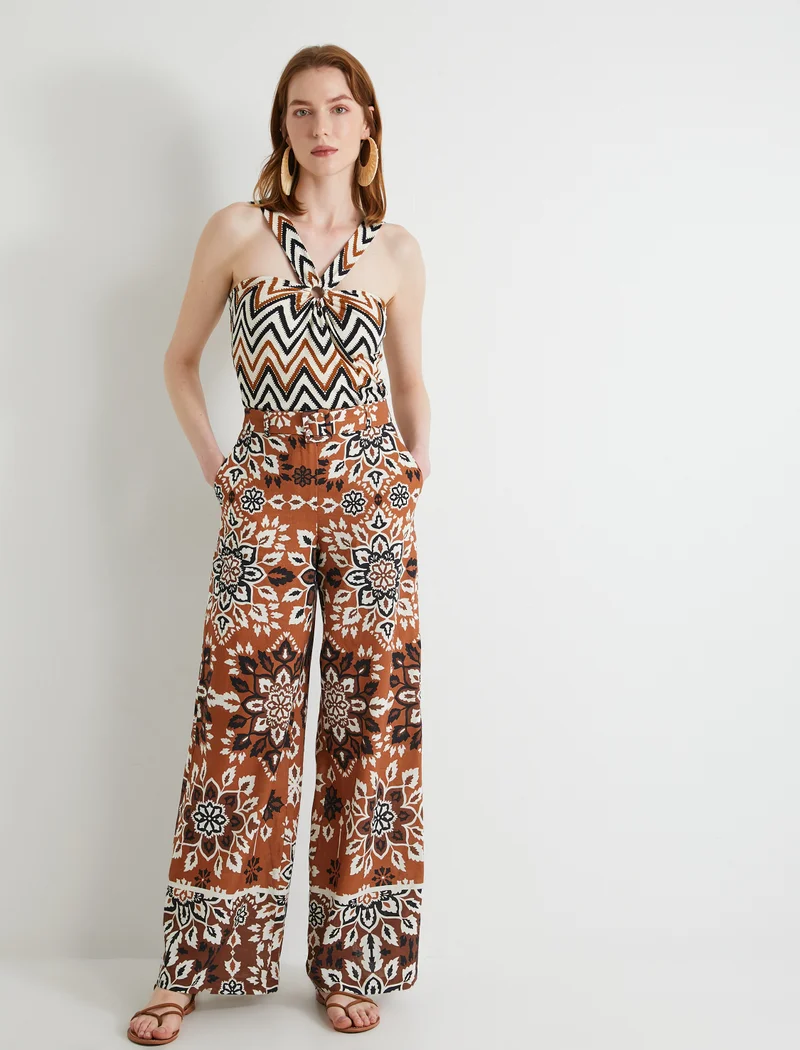 كوتون Koton | Patterned Wide Leg Trousers