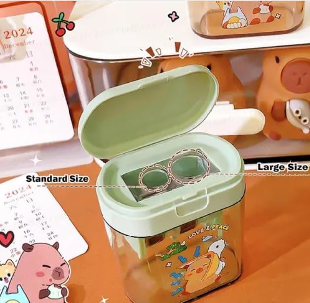 FAMOUS QUALITY Kawaii Capybara Pencil Sharpener with Two-Hole Stationery Items Aesthetic Stylish Sharpener Birthday Return Gifts for Kids (Set of 4 Pcs) - Image 4