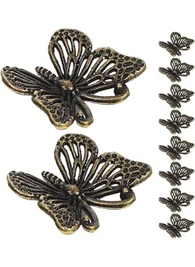 Antique Bronze Butterfly Cabinet Knobs Drawer Pulls 12 Pcs Vintage Furniture Handles - Image 1