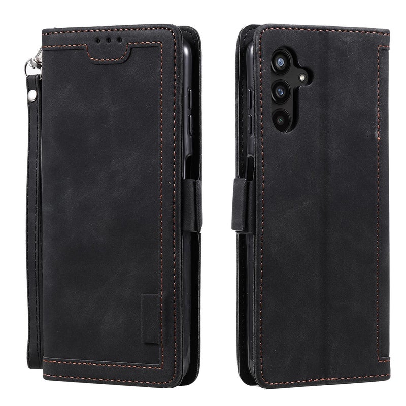 HuHa Case Cover For Samsung Galaxy A17 5G Retro Splicing Horizontal Flip Leather Phone Case(Black) - Image 1