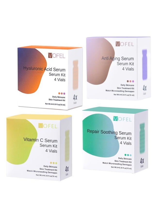 VOFEL Anti Aging Serum with Hyaluronic Acid Vitamin C Serum Facial Serum Ampoules 0.35 oz 4 Kits 16 Vials (4 kits gift box) - Image 1