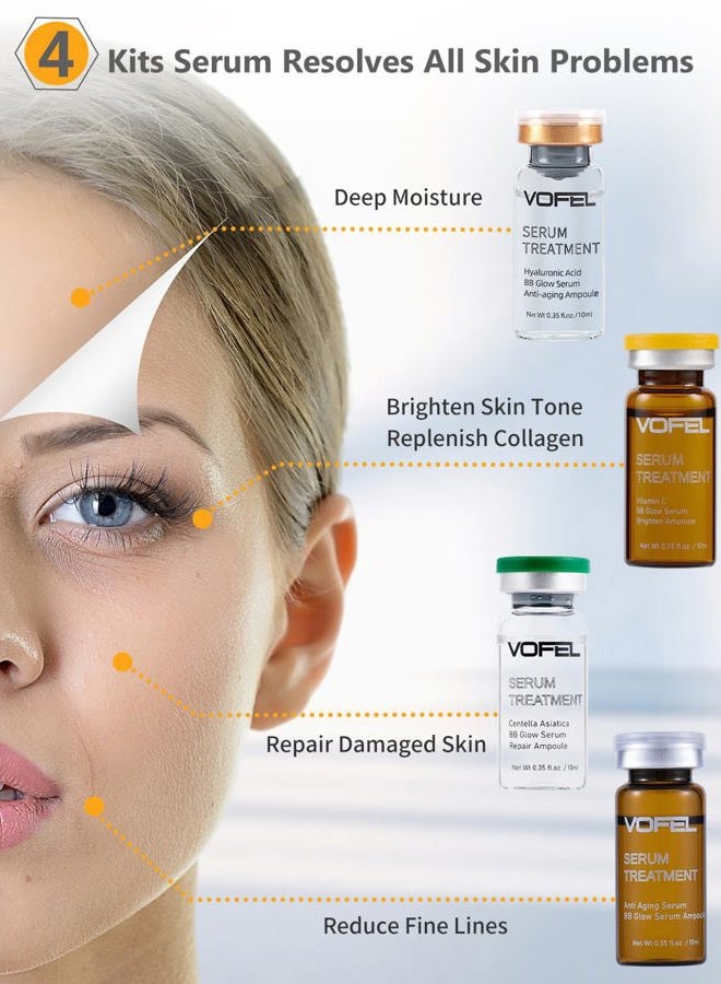 VOFEL Anti Aging Serum with Hyaluronic Acid Vitamin C Serum Facial Serum Ampoules 0.35 oz 4 Kits 16 Vials (4 kits gift box) - Image 3