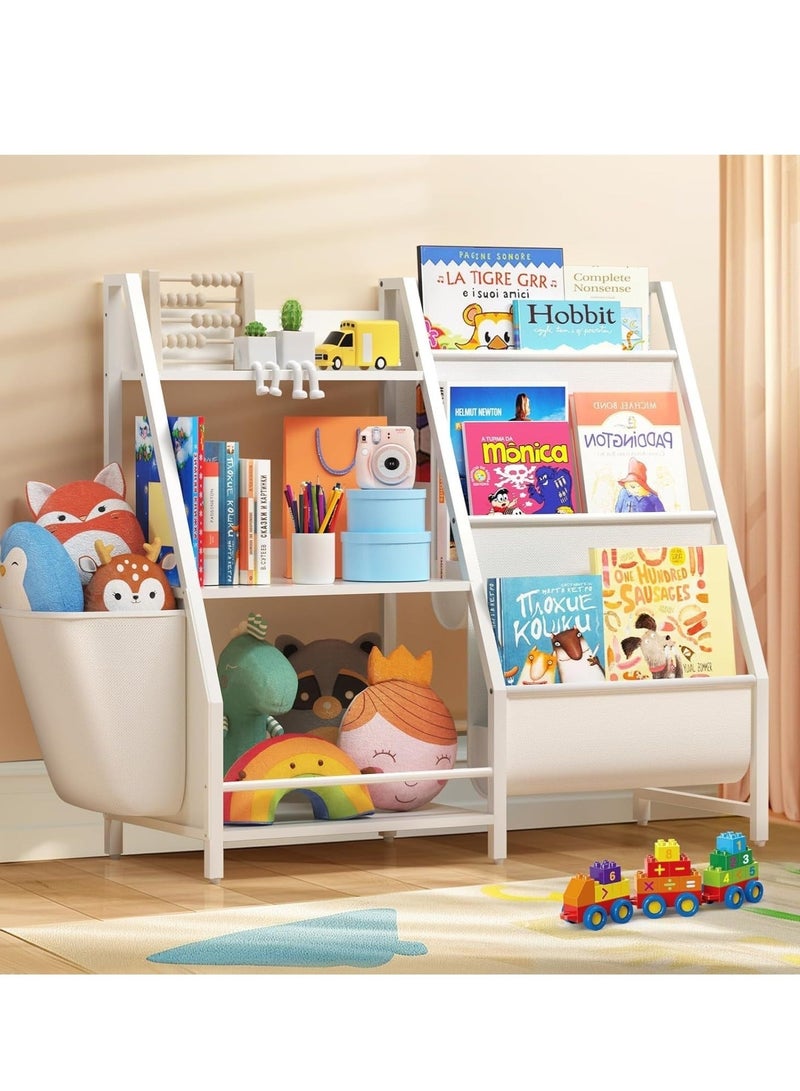 والالا رف تخزين منزلي 3 في 1، خزانة كتب من 3 طبقات، رف كتب، رف عرض منزلي، منظم تخزين الألعاب، خزانة كتب للأطفال الصغار من مونتيسوري مع حقيبة تخزين ألعاب لغرف الأطفال الصغار والمنزل والمكتب - Image 1