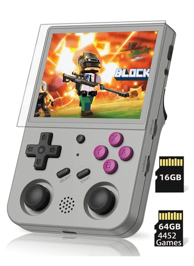 ANBERNIC  RG353V Retro Handheld Game with Dual OS Android 11 and Linux, RG353V with 64G TF Card Pre-Installed 4452 Games Supports 5G WiFi 4.2 Bluetooth (Grey)  - Image 1