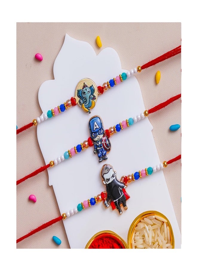 Pride Store Stylish Cartoon Character Kids Rakhi Set with Tilak Pack and Greeting Card for Brother, Sister, Baby Boy, Baby Girl, Chhota Bhai (Kids Rakhi Set - F) - Image 3