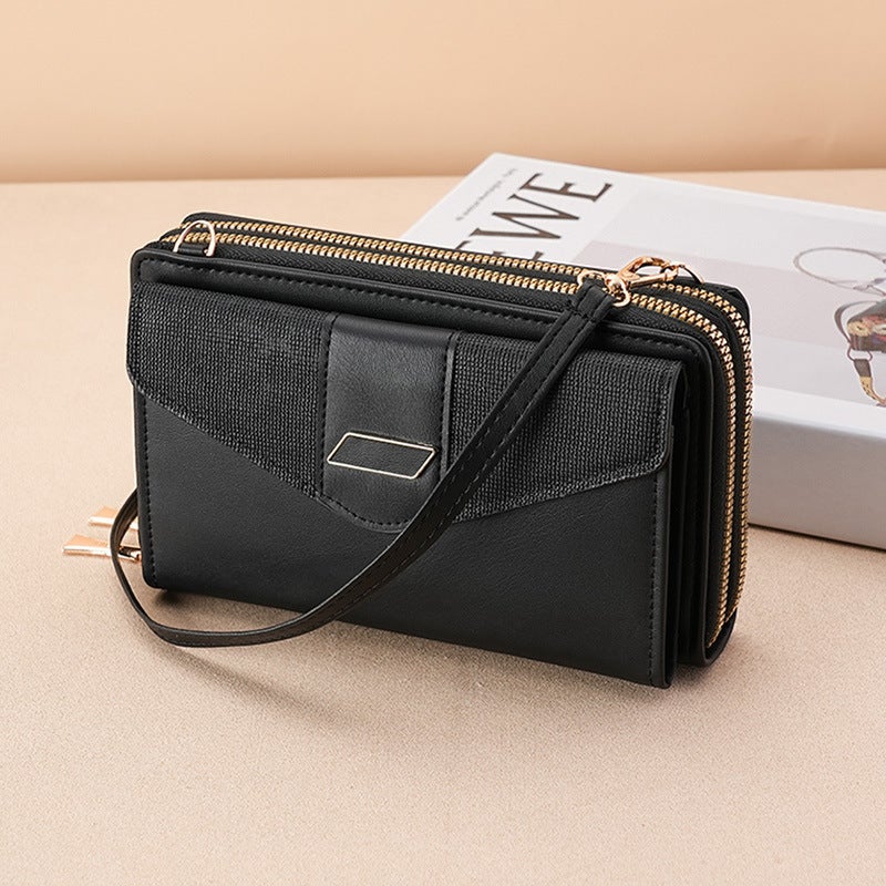 Multifunctional Solid Color PU Leather Wallet, RFID Blocking Design Portable Daily Storage Purse for Cards Cash Coin Business Use - Image 1