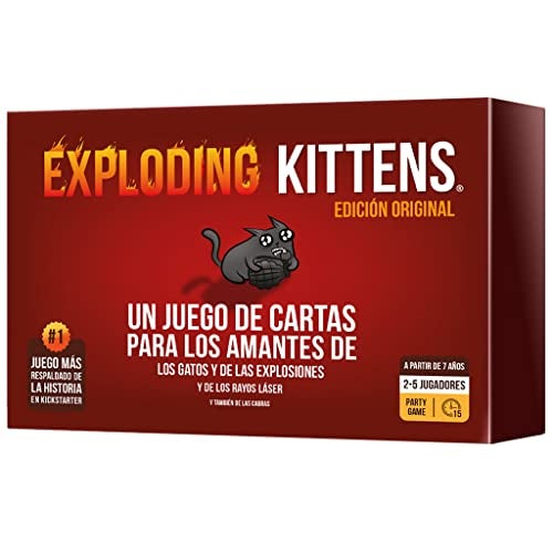 Exploding Kittens Edicion Original Spanish Version - 2-5 Jugadores - Edades 7+ - Juego de 15 Minutos - Juego de Cartas de Alto Riesgo - Juego de Fiesta, Noche de Juegos Familiar, para Niños y Adultos - Image 1