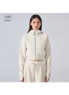 Generic Autumn Winter Zip Hoodie Cropped Fitness Jacket White protein 