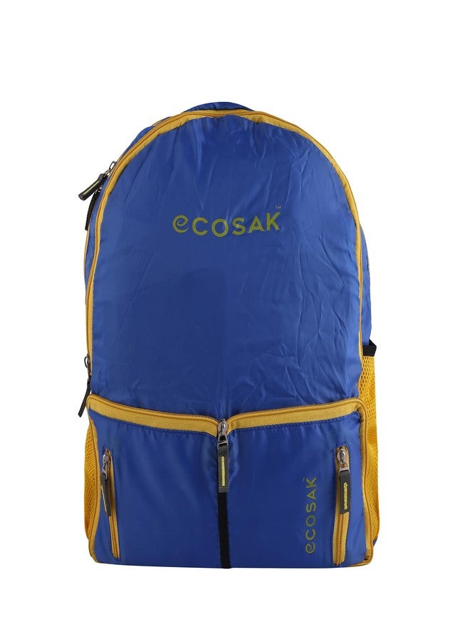 ECOSAC Foldable Backpack | Lightweight, Water-Resistant, Washable Travel Backpack | Compact Foldable School Bag, Hiking Backpack, Camping & Office Laptop Bag | Royal Blue - Image 1