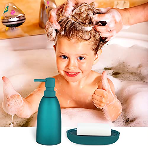 iMucci 8Pcs Blue Bathroom Accessories Set - with Trash Can Toothbrush Holder Soap Dispenser Soap and Lotion Set Tumbler Cup - Image 4