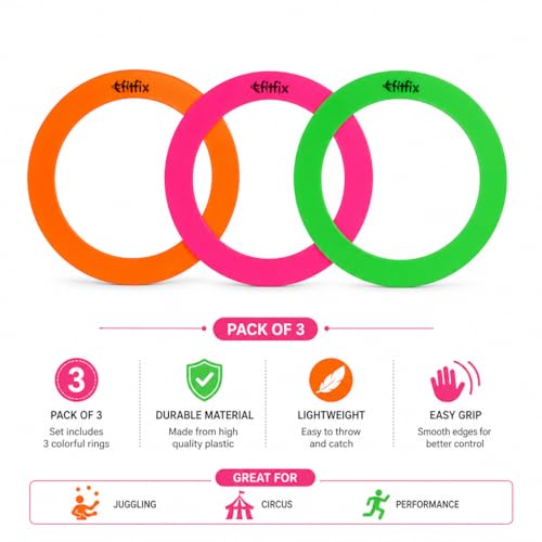 Fitfix Juggling Rings, Magician Juggling Rings, Sports Rings for Kids, Boys and Girls, Set of 3 Small Size Diameter 24 cm / 9 inches Made for India Circus,assorted - Image 2